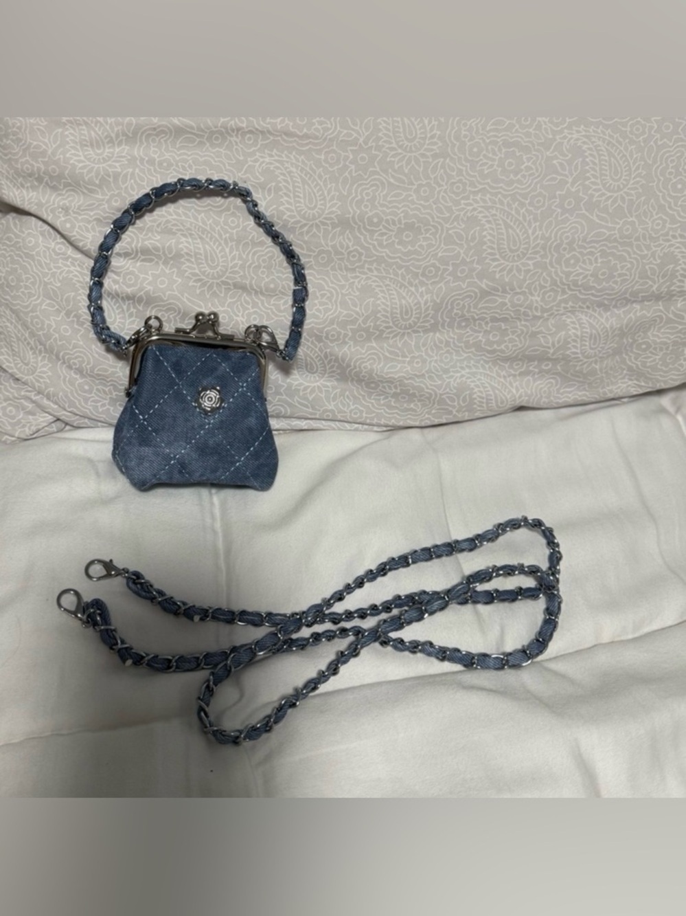 Mini Bag KISS LOCK Denim bag with handle, Crossbody!